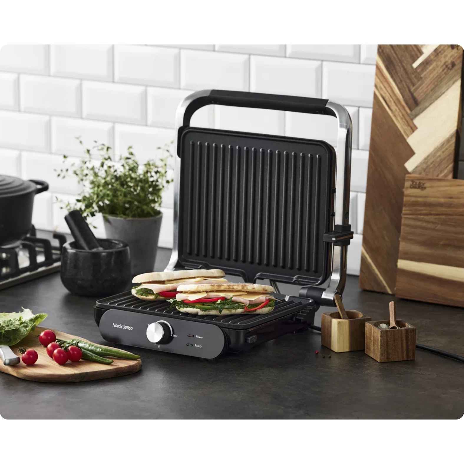 Nordic Sense Paninigrill aft. plader 2000 watt Sort